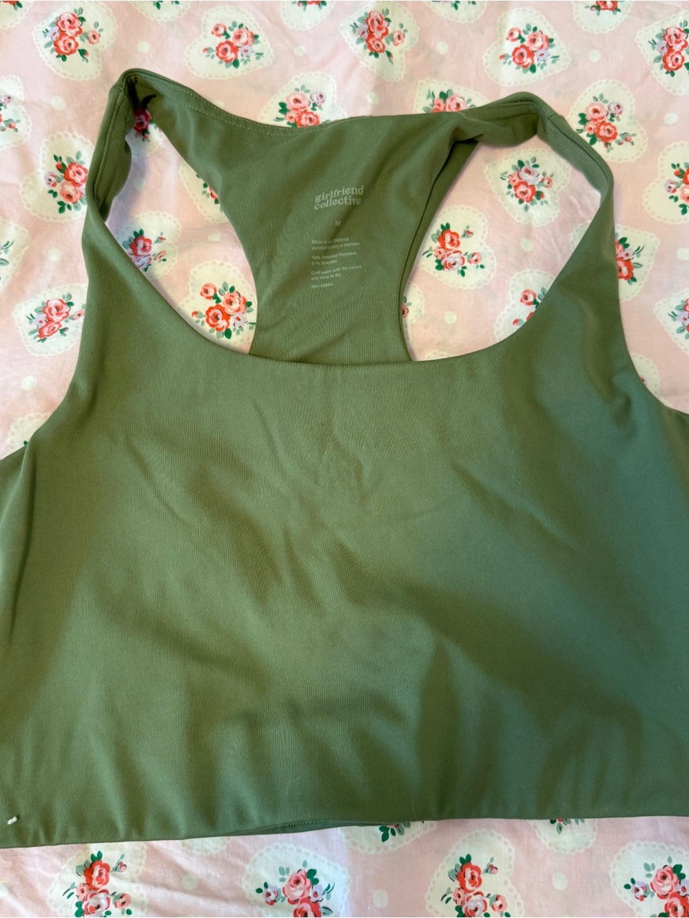 Girlfriend Collective Olive Green Racerback Sports Bra
